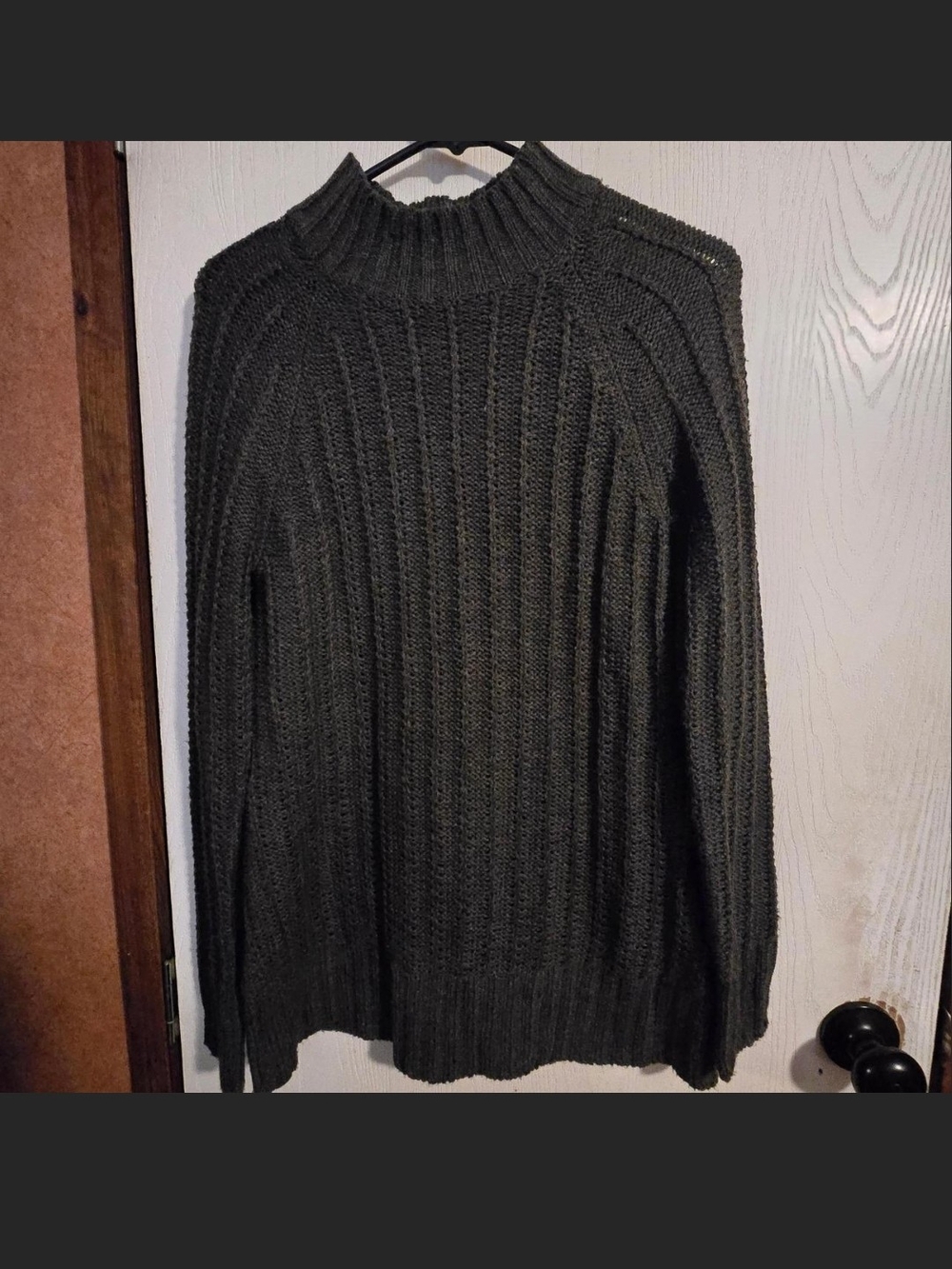 Daisy Fuentes Olive Green Ribbed Turtleneck Sweater